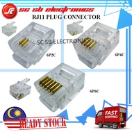 RJ11 PLUG CONNECTOR 6P2C / 6P4C / 6P6C MODULAR TELEPHONE CRYSTAL PLUG CONNECTER - 10PCS / 50PCS / 10