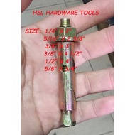 P.J ANCHOR - 1/4" X 2" / 5/16" X 2-5/8" / 3/8" X 3" / 3/8" X 4-1/2" / 1/2" X 4"  - PRICE/PIECE