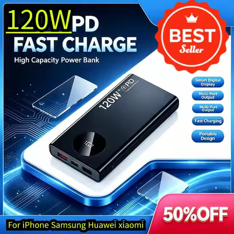 80000mAh High Capacity Power Bank 120W Super Fast Charging Powerbank Portable Battery Charger For iP