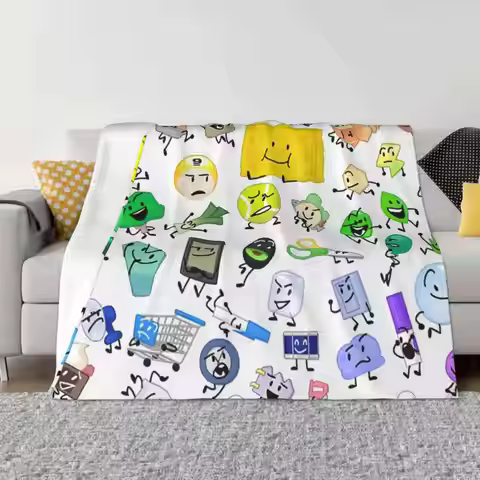 Bfb And Tpot Full Cast Print Fashion Soft Warm Flannel Blanket Trend Battle For Dream Island Battle