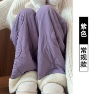 加絨加厚保暖棉褲 外穿秋冬季休閒黑色闊腿褲子 直筒褲（平行進口）（快遞送貨上門）