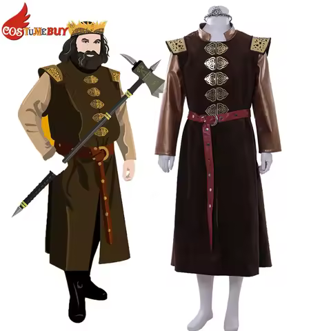 Thrones Movie TV Men's Costume Robert King Baratheon Cosplay Medieval Outfits with Crown