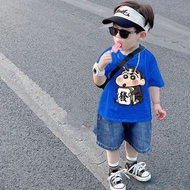 2025 Boy Jeans Suit Children Handsome Baby Short-Sleeved Two-Piece Suit Boy Short-Sleeved Suit 2025 