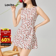 Lovito Boho Ditsy Floral Tie Back Dress for Women L123ED445