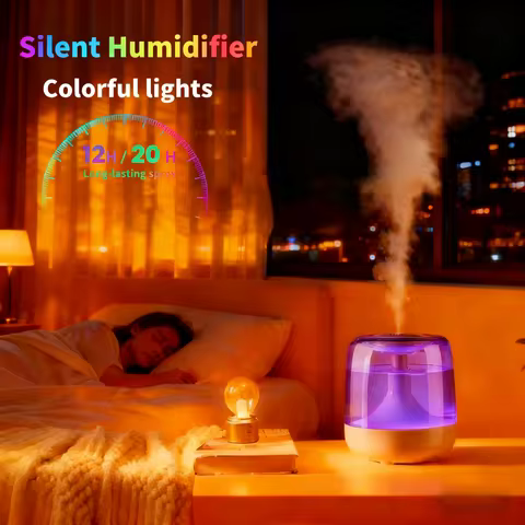 Quiet and compact mini humidifier Transparent colorful light spray aromatherapy machine High fog vol