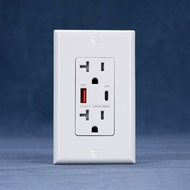 Standard usb Socket 15A 20A Wall Socket 125V American Standard Socket Type A+C Fast Charge PD 20W