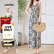 (LIVE STREAM SALE) Lovito Boho Jumpsuit Ditsy Floral Pattern Jumpsuit for Women L96MD044 (Multi-colo