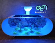 AQUARIUM MINI PVC FULL SET UNIK LENGKAP LAMPU DAN MESIN AERATOR OXYGEN MURAH DAN BAGUS SIZE JUMBO (BIRU)