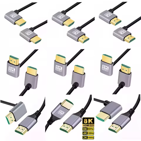 5m 3m 1m 90 Degree HDMI 2.1V Cable Cord 8K120Hz 48Gbps EARC ARC HDCP Ultra HDR for HD TV Laptop Proj