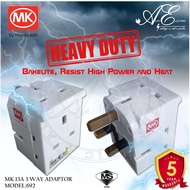 MK 692 WHI 13A 3 Way Fused Adaptor with Sirim Approved