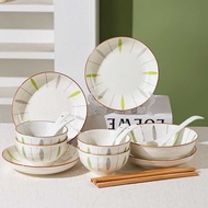 Bowl Plate Set Household Ceramic High-Value Plate Bowl Plate Set Family Pack 2025 Tableware Set