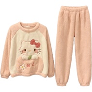 Women Pajamas Women Flannel Pajamas Cute Ladies Loose Large Size Can Wear Outside Pajamas Women Flan