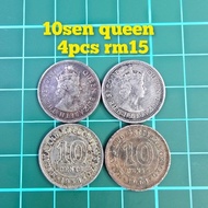 (B52) 10sen queen elizabeth malaya duit syiling 10 sen lama duit syiling lama antique barang lama ba
