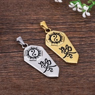 BERGARANSI Kalung Liontin Yin Yang Variasi Tulisan China/Liontin Yin Yang Tulisan Cina Silver Gold/Y