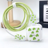 Love Heart Pattern Soft Silicone Charger Case Cute Charger Cover Cable Protector for iPhone 40w Char