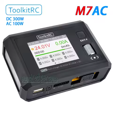 ToolkitRC M7AC Intelligence Charger 2S 3S 4S 5S 6S AC100W DC300W XT60 XT30 Lipo Battery Balance Remo