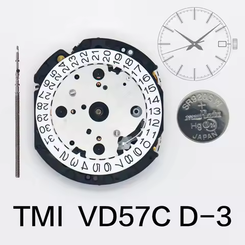 TMI VD57C D-3 Quartz Movement VD57 Movement Date at 3' Japan Movement Single Calendar Standard Chron