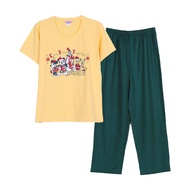 Josilins ชุดนอน ผู้หญิง เสื้อยืดแขนสั้น และกางเกงขายาวผ้าวูเว่น ลิขสิทธิ์แท้ Disney Mickey Mouse