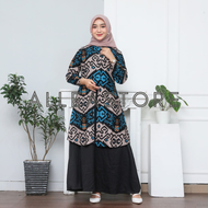 Gamis Couple Batik Motif Songket Modern Premium Dress Muslim Gamis Batik Kombinasi dan Kemeja Batik