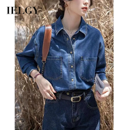 IELGY เสื้อแบบบางหลวมใหม่สำหรับเสื้อเชิ้ตยีนส์ผู้หญิงฤดูใบไม้ผลิ