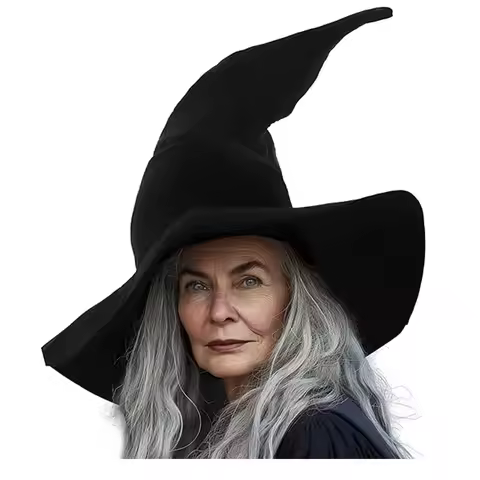 1PC Witch Hat Flannel Lightweight Black Witch Hat Twisted Witch Hat Comfortable For Holiday Party Ha