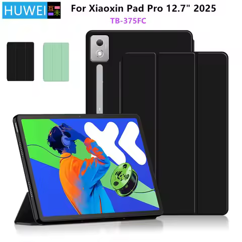 HUWEI For Lenovo Xiaoxin Pad Pro 12.7 2025 Case Flip Stand Soft Back Shell for Xiaoxin Pad Pro 12.7"