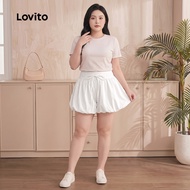 Lovito Casual Shorts Plain Bow Draped Shorts for Women Plus Size Friendly L88AD101 Lovito Casual Sel