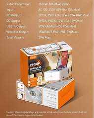 LDNIO SN5310W( ชาร์จแบบไร้สายได้15W ) รางปลั๊กพร้อมตัวจัดระเบียบ