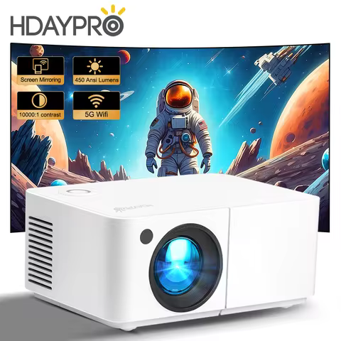 PROGAGA HD300 Mini Projector 4KSupported 450ANSI Smart 5GWiFi BT Smart Home Theater Cinema Projector