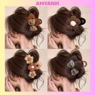 Korean wool flower bun hair clip - elegant women's hair clip, holds hair firmly BG009