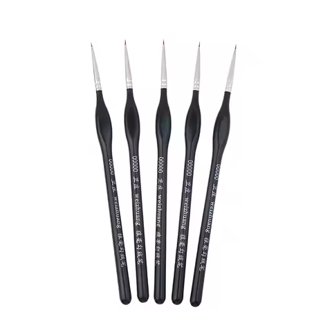 5Pcs Precision Fine Tip 00000 Paint Brush Set For Acrylic Models Mini Miniature Detail Nylon Hair Th