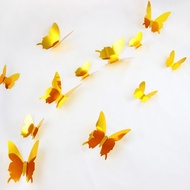 HomePlus 3D迷人蝴蝶 金色 12入/組 立體壁飾 壁貼 裝飾 布置