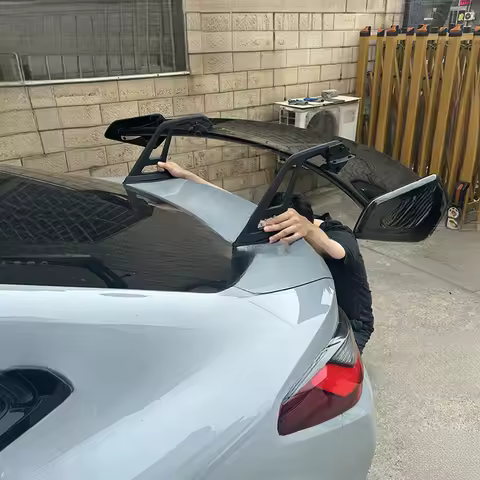 High Quality ABS Glossy Black Swan Neck GT4RS Rear Spoiler Wing With Aluminum Bracket Universal for