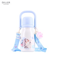 [ NEW Arrival ส่งจากไทย ] Diller Thermo Flask 600 ml. กระติกเก็บความร้อนและเย็น ฝาปิด 2in1 หลอดดูดพร