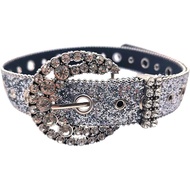 Punk Rhinestone Buckle Belts Woman Locomotive Full Sequins Waist Belts Western Cowgirl Y2K Girls Bel