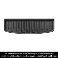 24 BYD M6 พรมท้ายรถขับขวา แบบพอดีตัว ผ้า TPE แบบเต็ม พรมท้ายรถข้ามพรมแดน