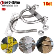 CHINK 1Set Pipe U-clamp, With Baffle 304 Stainless Steel M6 Round Tube Clamp,  Screws Right Angle U-