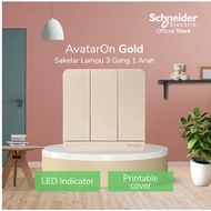 Schneider Electric Avataron Gold Light Switch - 3 Gang 1 Way
