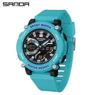 Sanda 3374 Student Sports Digital Watch, Multifunctional Dual Display Luminous Outdoor Waterproof Wa
