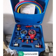 AIRCOND MANIFOLD METER GAUGE WITH HOSE ADAPTER R12 R22 R410A R134A SET
