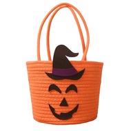 Halloween Pumpkin Basket for Kids, Woven Rope Candy Basket, Halloween Decorations, Small Woven Rope 