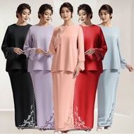 🎁Free gifts🎁yeleedon Lace Baju Kurung Modern Sulam with Embroidery Premium overlap KEBAYA MUSLIMAH Plain Baju Raya Moden Fashion Long Sleeves Lace untuk Nikah/Tunang/Bridemaids Baju Bajet Murah