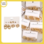 *Miyeon* AN617 Elegant Gold Silver Square Hoop Earrings 6 Sets Heart Pearl Earrings For Women Jewelr