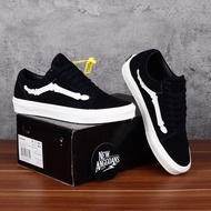 Sepatu Vans_Old School Skool Pro X The Blends Suede Black White Hitam Marshmallow List Bones Comfycu