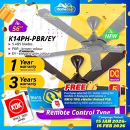 KDK K14ph-pbr/K14ph-ey Ceiling Fan – 56 Inch, Dc Motor, Brown/Grey, Ryou Series | Kipas Siling