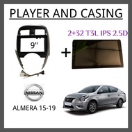 ALMERA 15-19 Android Player 2 + 32 T3L IPS 2.5D 9-inch Full HD screen Car Andriod Player With Casing