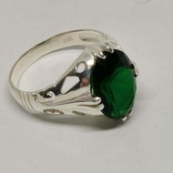 925 Pure Silver Men's Ring With Green CZ Stone. Cincin Perak Lelaki Dengan Batu Permata Hijau Zircon.