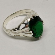 925 Pure Silver Men's Ring With Green CZ Stone. Cincin Perak Lelaki Dengan Batu Permata Hijau Zircon