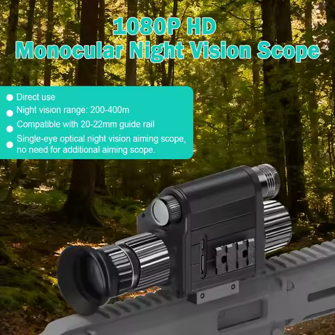 Hunting night vision rifle scope, 1080P 1.2-inch screen with 5x digital zoom, visible range of 200-4