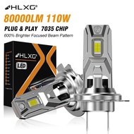 HLXG H7 LED Headlight Turbo LED Head Lamp Bulb High Power H11 7035 CSP Chips 1:1 Design Mini Size Fan Car Light Fog Lamp 80000LM 110W